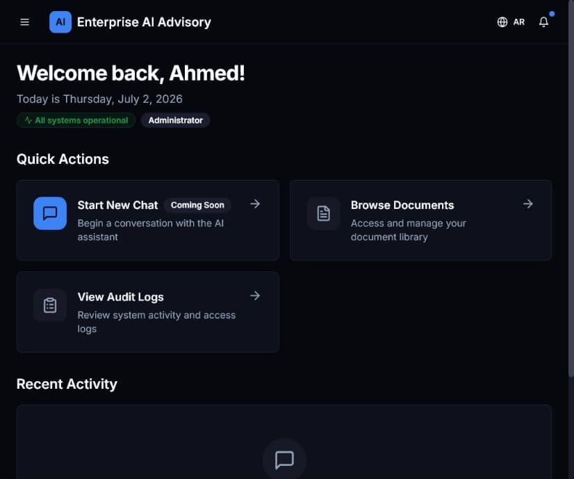 AI Advisory dashboard
